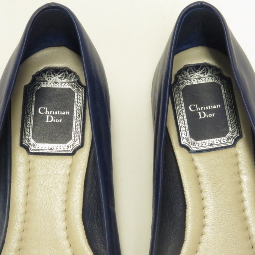 Christian Dior Ballet Flats Navy Leather Size 36 - Picture 8 of 8